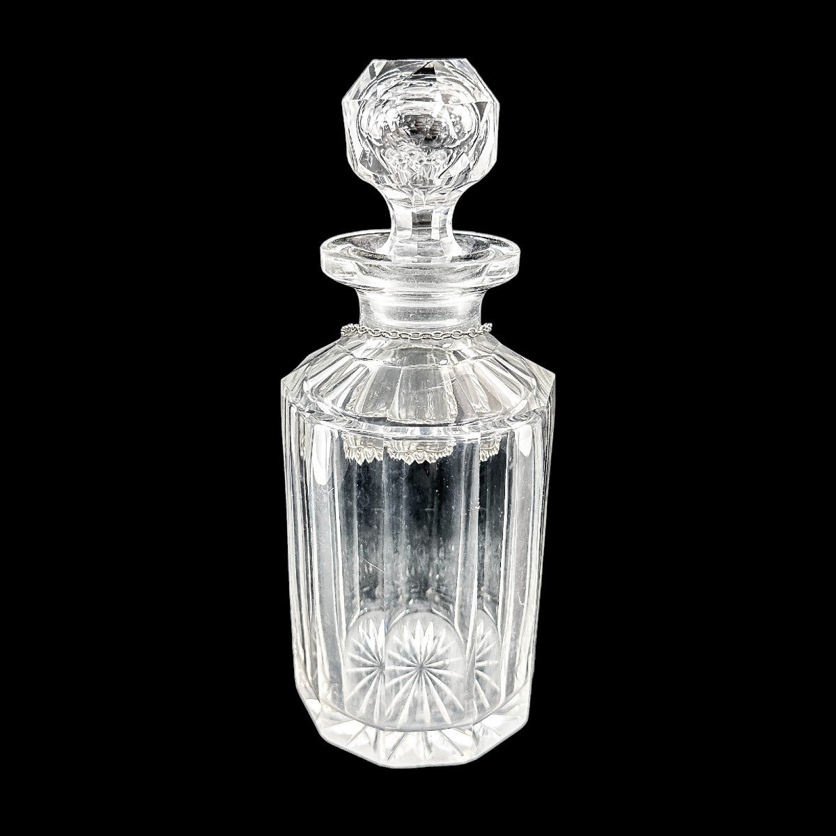 Edwardian Cut Glass Decanter With Later Silver "sherry" Label-photo-1