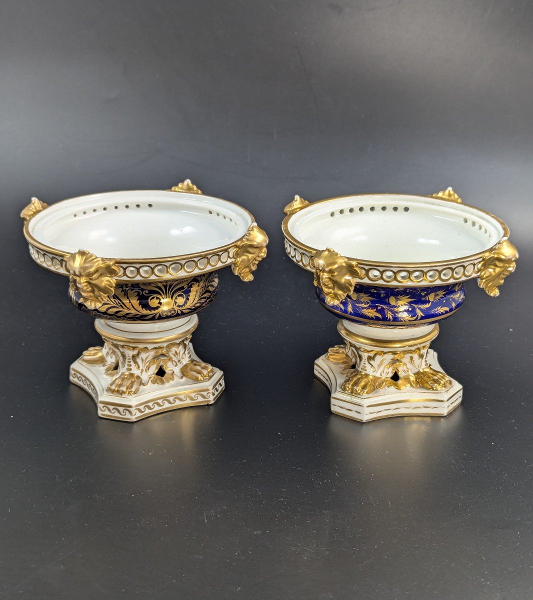 Antique Pair Of Bloor Derby Duesbury Porcelain Pot Pourri, C. 1820-photo-2