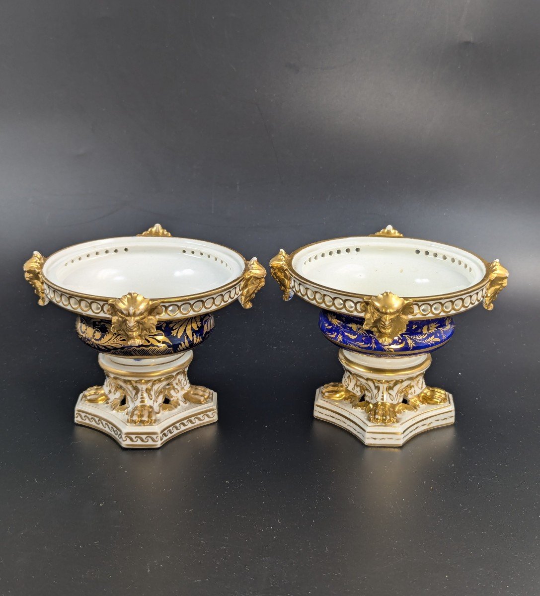 Antique Pair Of Bloor Derby Duesbury Porcelain Pot Pourri, C. 1820-photo-4