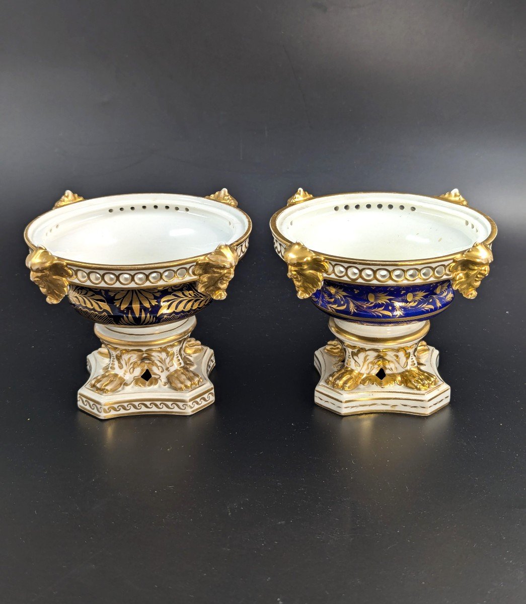 Antique Pair Of Bloor Derby Duesbury Porcelain Pot Pourri, C. 1820