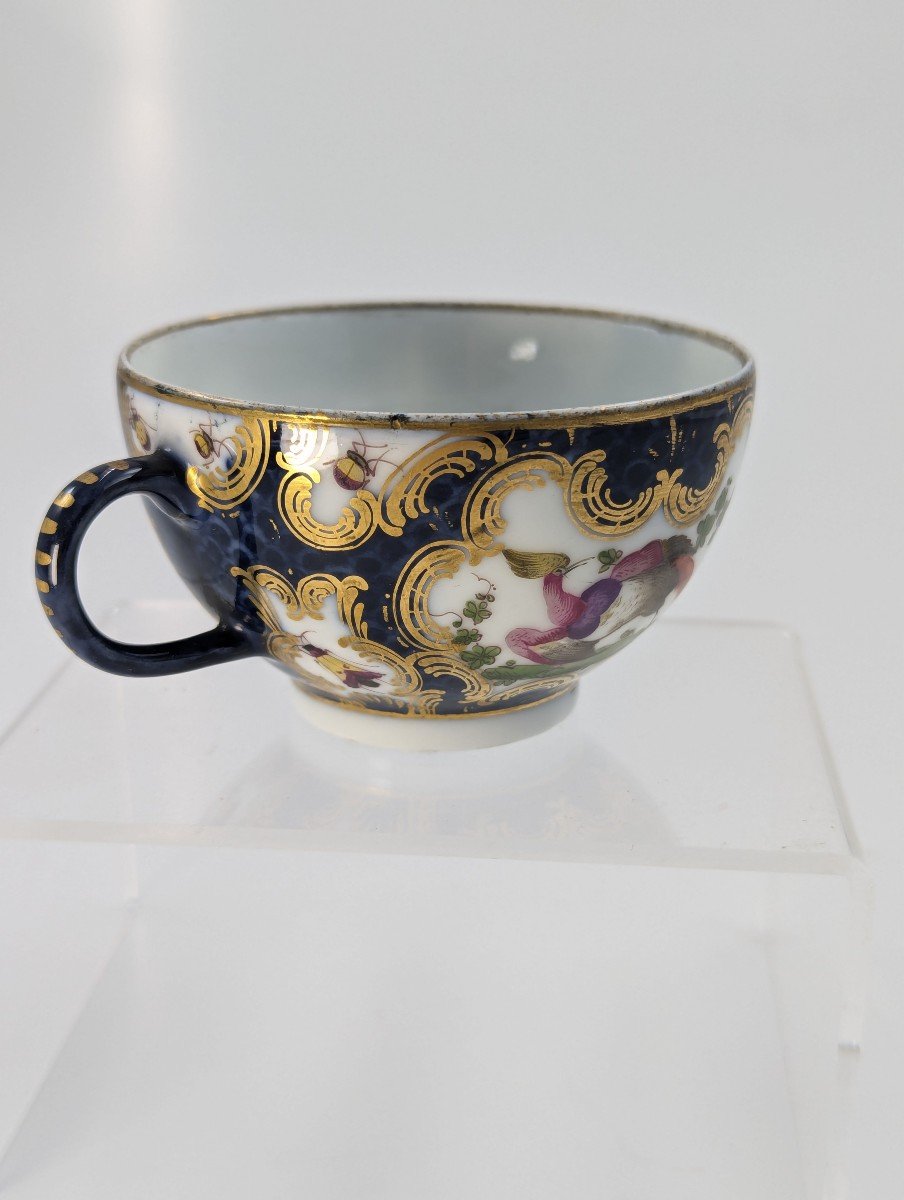 A Rare 18th Century Worcester Tea Cup With Hand-painted Exotic Birds - C.1760-photo-3