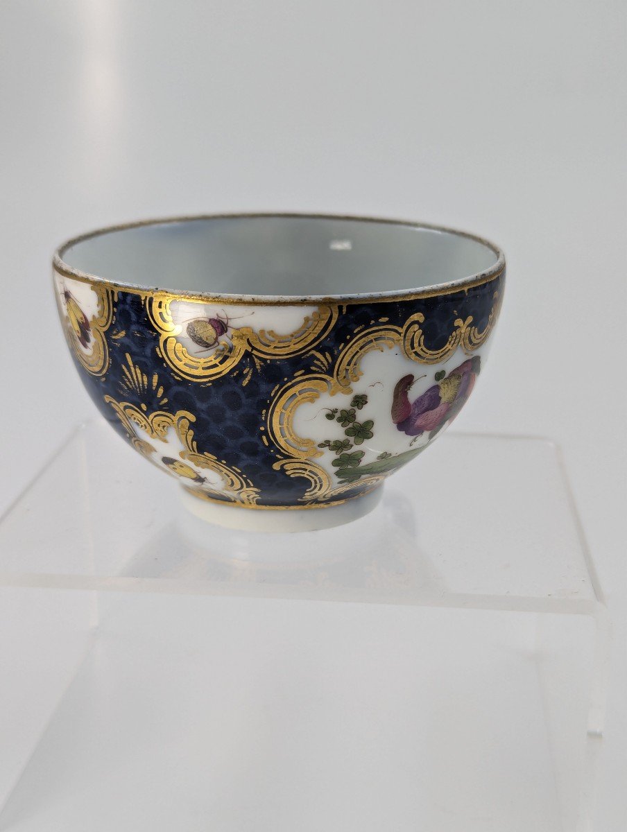 A Rare 18th Century Worcester Tea Cup With Hand-painted Exotic Birds - C.1760-photo-2