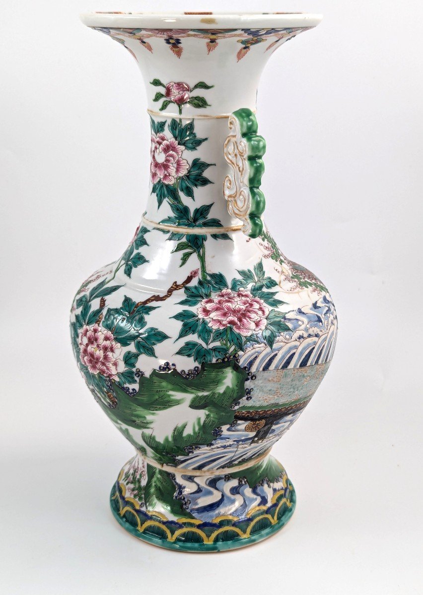 Vase Ancien En Porcelaine De Kyoto Satsuma Avec Poignées, Japon, Vers Le 19e Siècle -photo-1