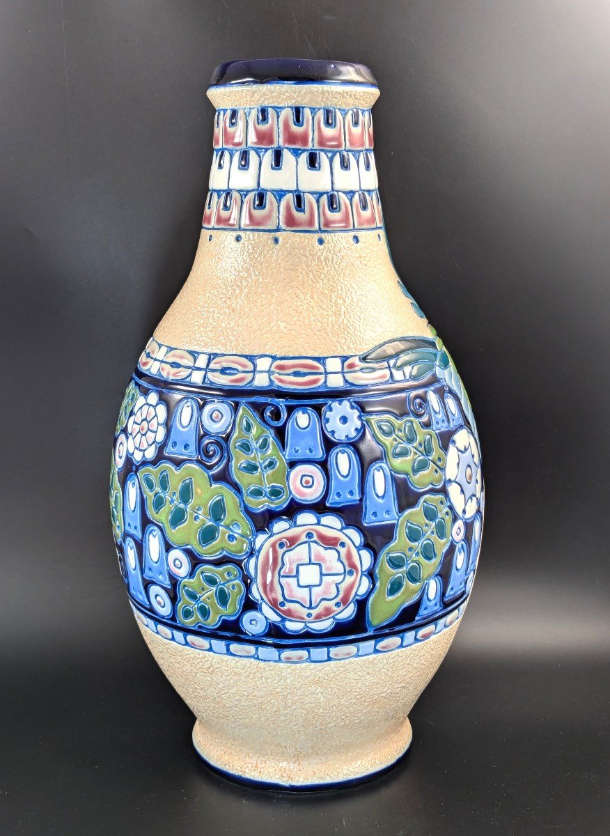 Art Nouveau Majolica Vase By Amphora, Czechoslovakia, Circa 1920-photo-2