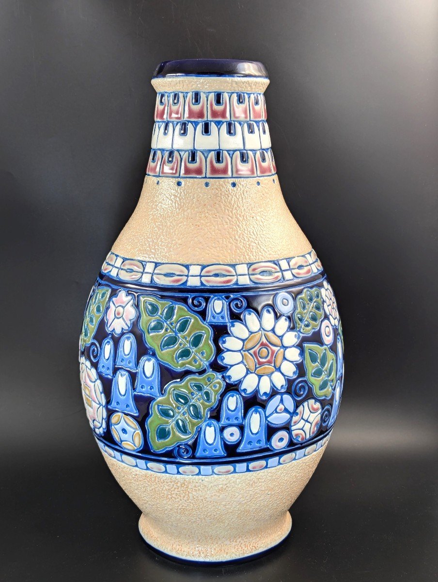 Art Nouveau Majolica Vase By Amphora, Czechoslovakia, Circa 1920-photo-3