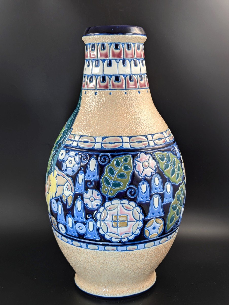 Art Nouveau Majolica Vase By Amphora, Czechoslovakia, Circa 1920-photo-4