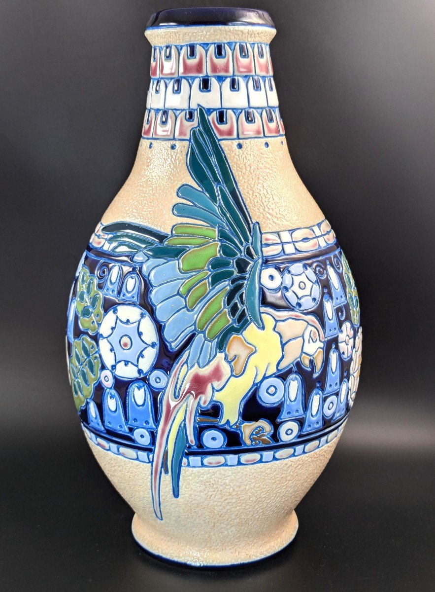 Art Nouveau Majolica Vase By Amphora, Czechoslovakia, Circa 1920-photo-1