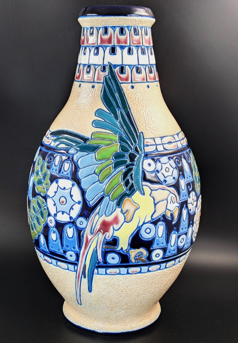 Art Nouveau Majolica Vase By Amphora, Czechoslovakia, Circa 1920