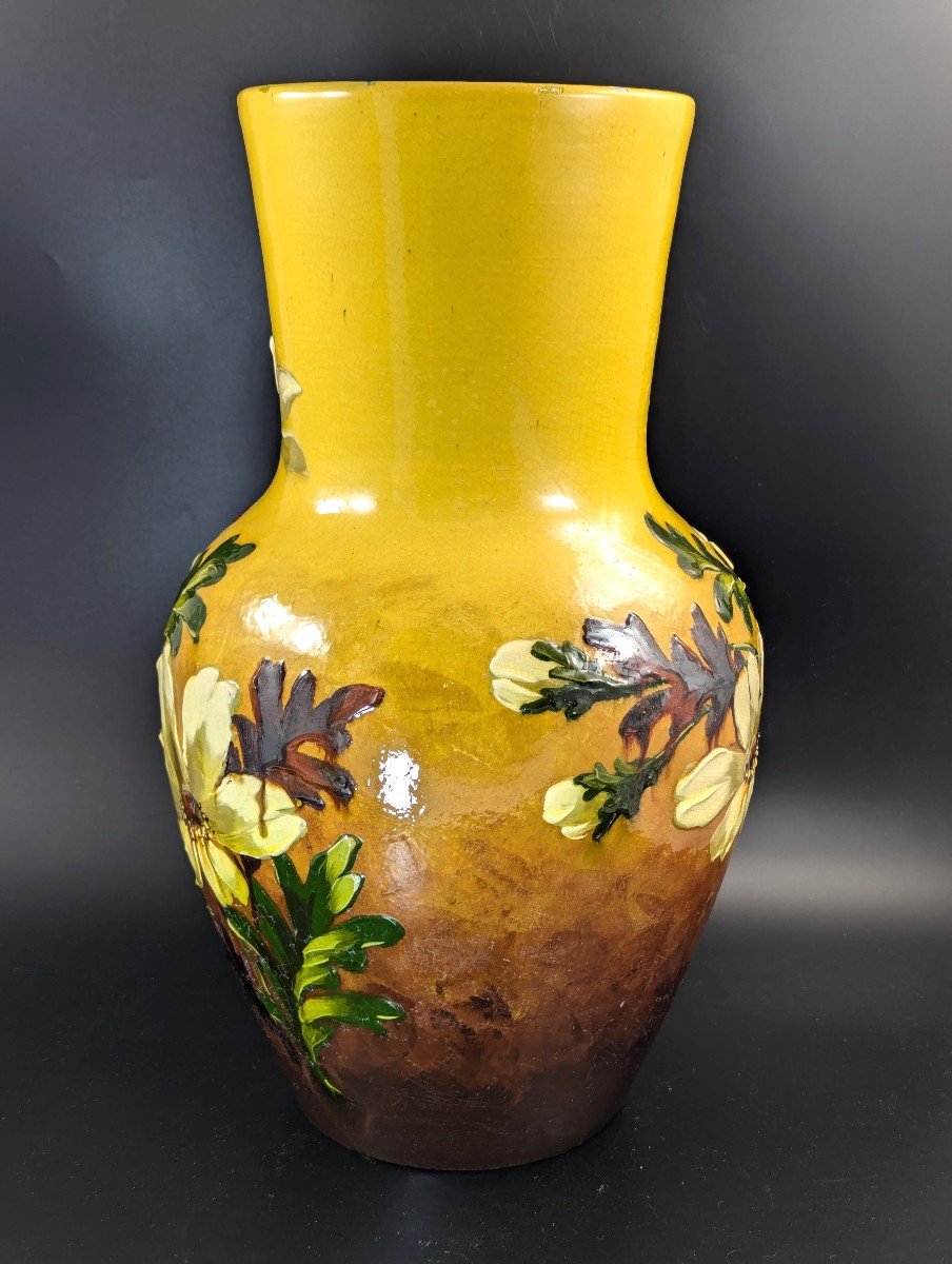 Vase En Faïence De Burmantofts, Vers 1890, Grand Et Rare-photo-1