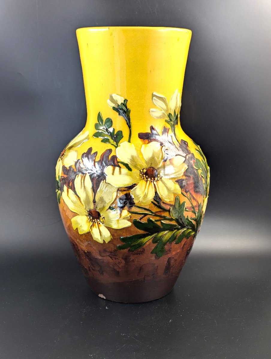 Vase En Faïence De Burmantofts, Vers 1890, Grand Et Rare