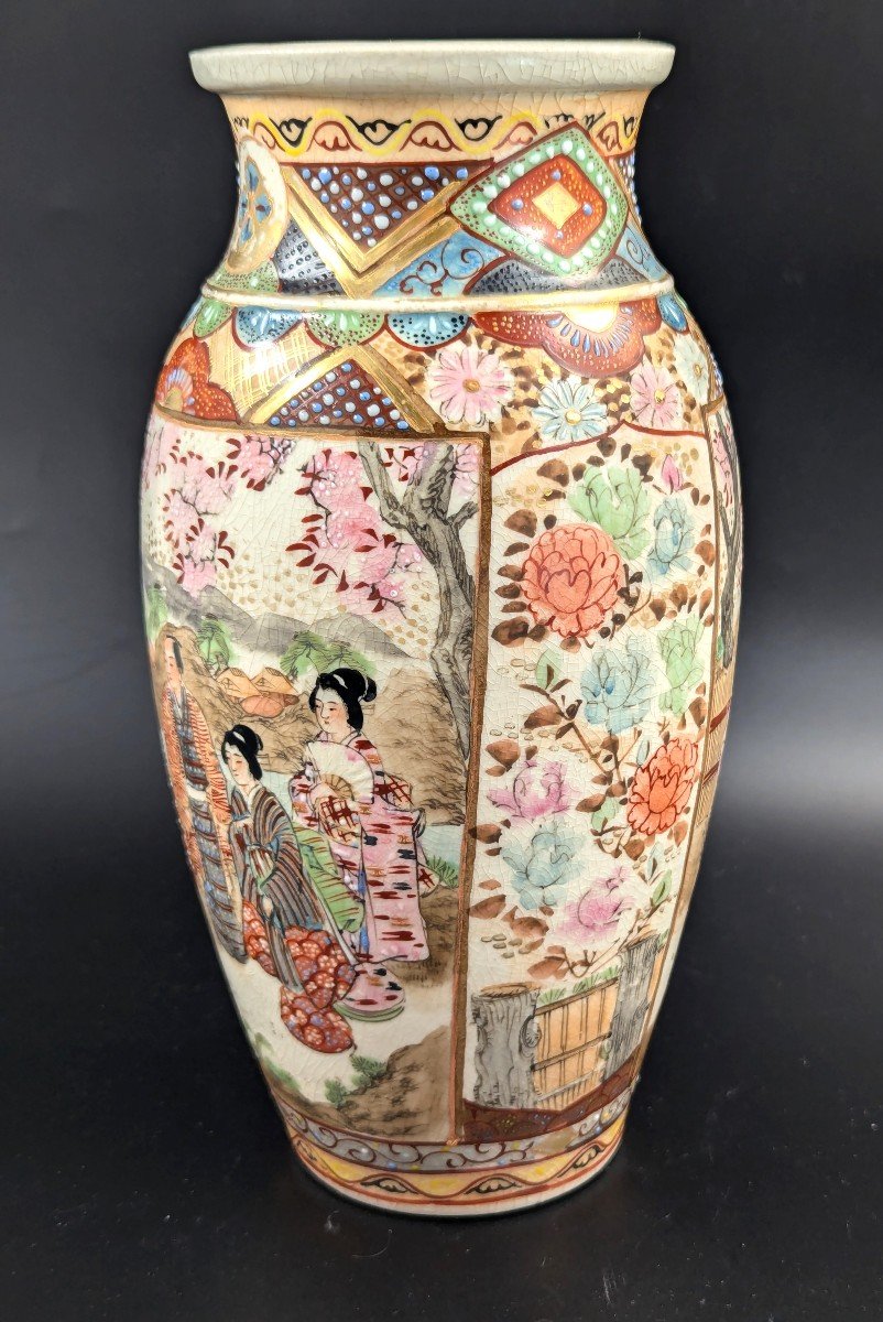 Vase Ancien De Hotoda, Satsuma, Période Meiji (1868-1912)-photo-2