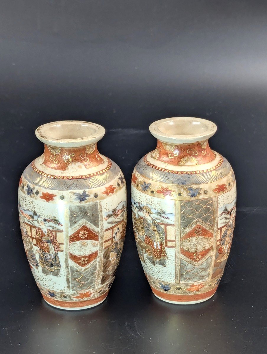 Antique Small Hand Painted Vases, Kutani, Japan, Meiji Period -photo-4