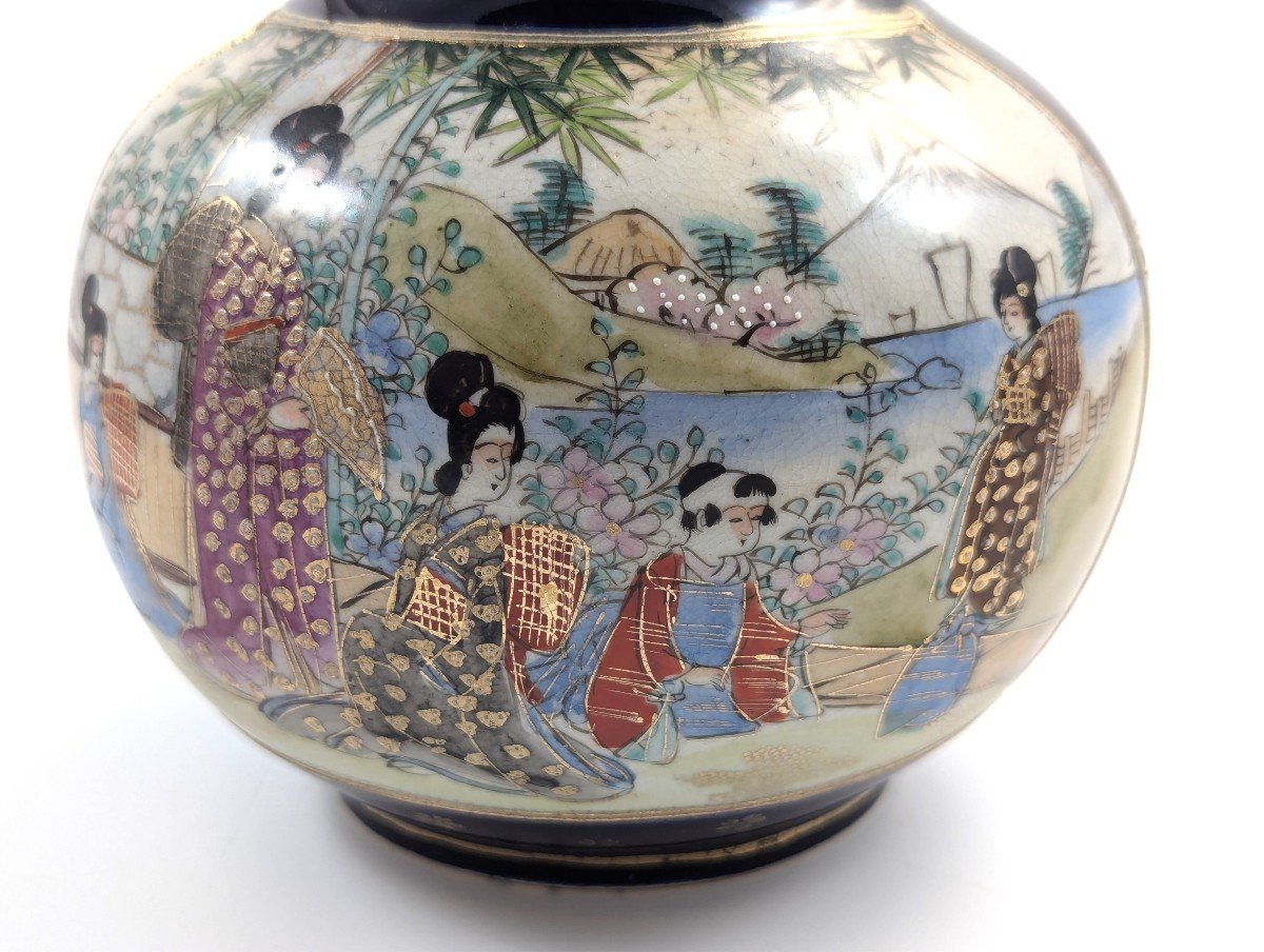 Antique Hand Painted Vase By Satsuma, Japan, Meiji Period -photo-4