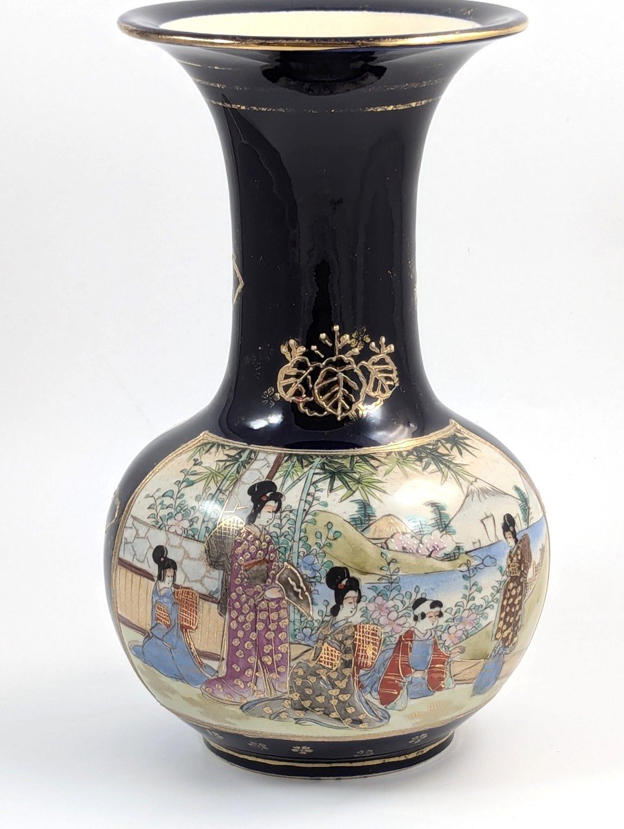 Vase Ancien Peint à La Main Par Satsuma, Japon, Période Meiji 