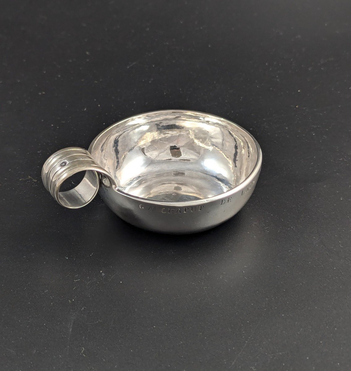 Antique French Wine Taster (tastevin) In Sterling Silver, 18th Century-photo-3