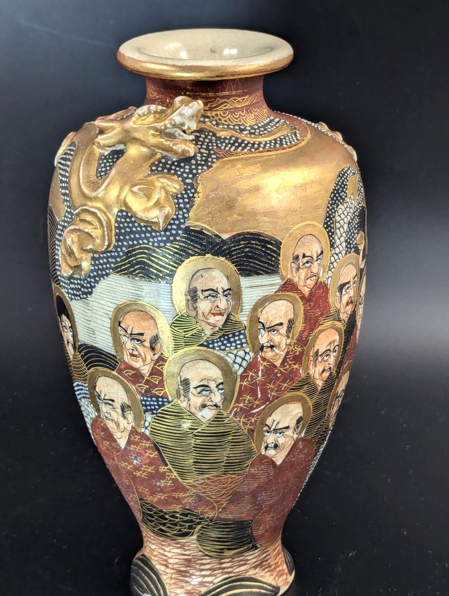 Antique Satsuma Vase “1000 Faces”, Japan, Meiji Period -photo-2