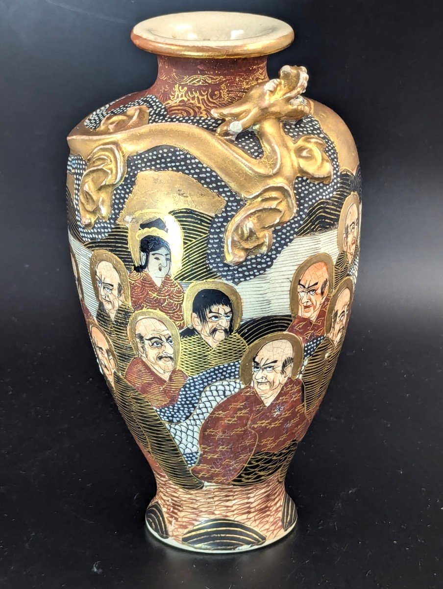 Antique Satsuma Vase “1000 Faces”, Japan, Meiji Period -photo-3