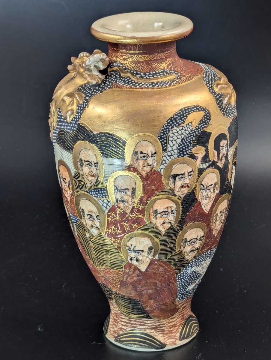 Antique Satsuma Vase “1000 Faces”, Japan, Meiji Period -photo-3