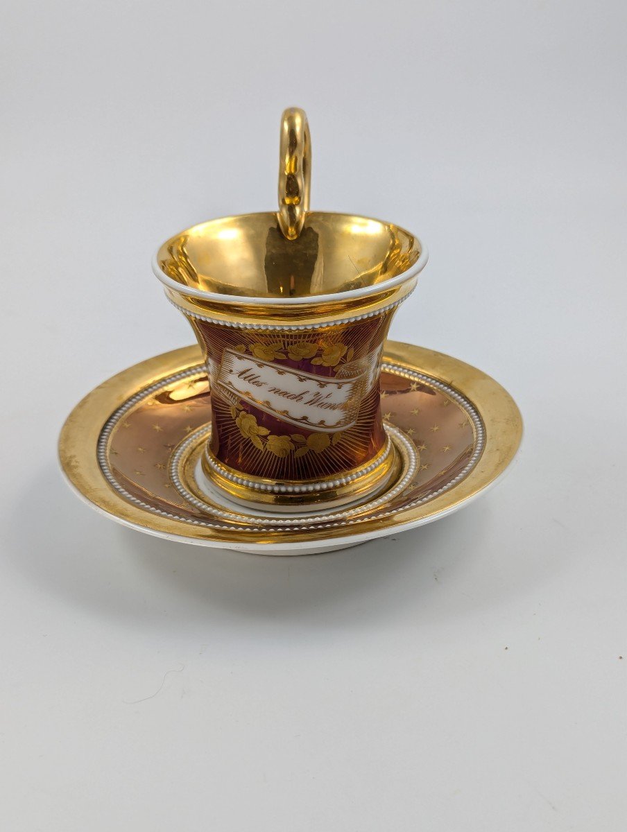 Ancienne Tasse Et Soucoupe En Porcelaine Peinte à La Main Kpm Berlin, Allemagne, Vers 1800-photo-2