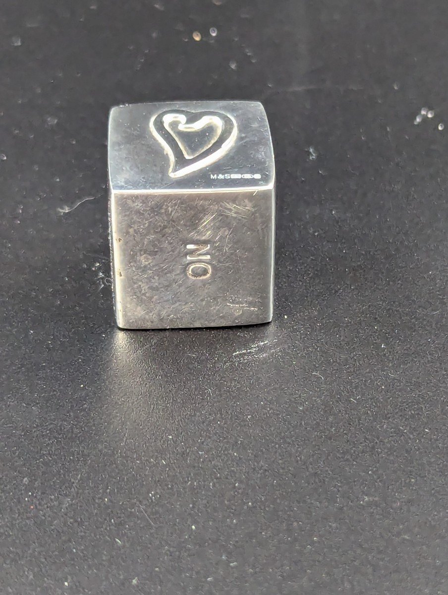 Sterling Silver Novelty Game Decision-making Dice-photo-2