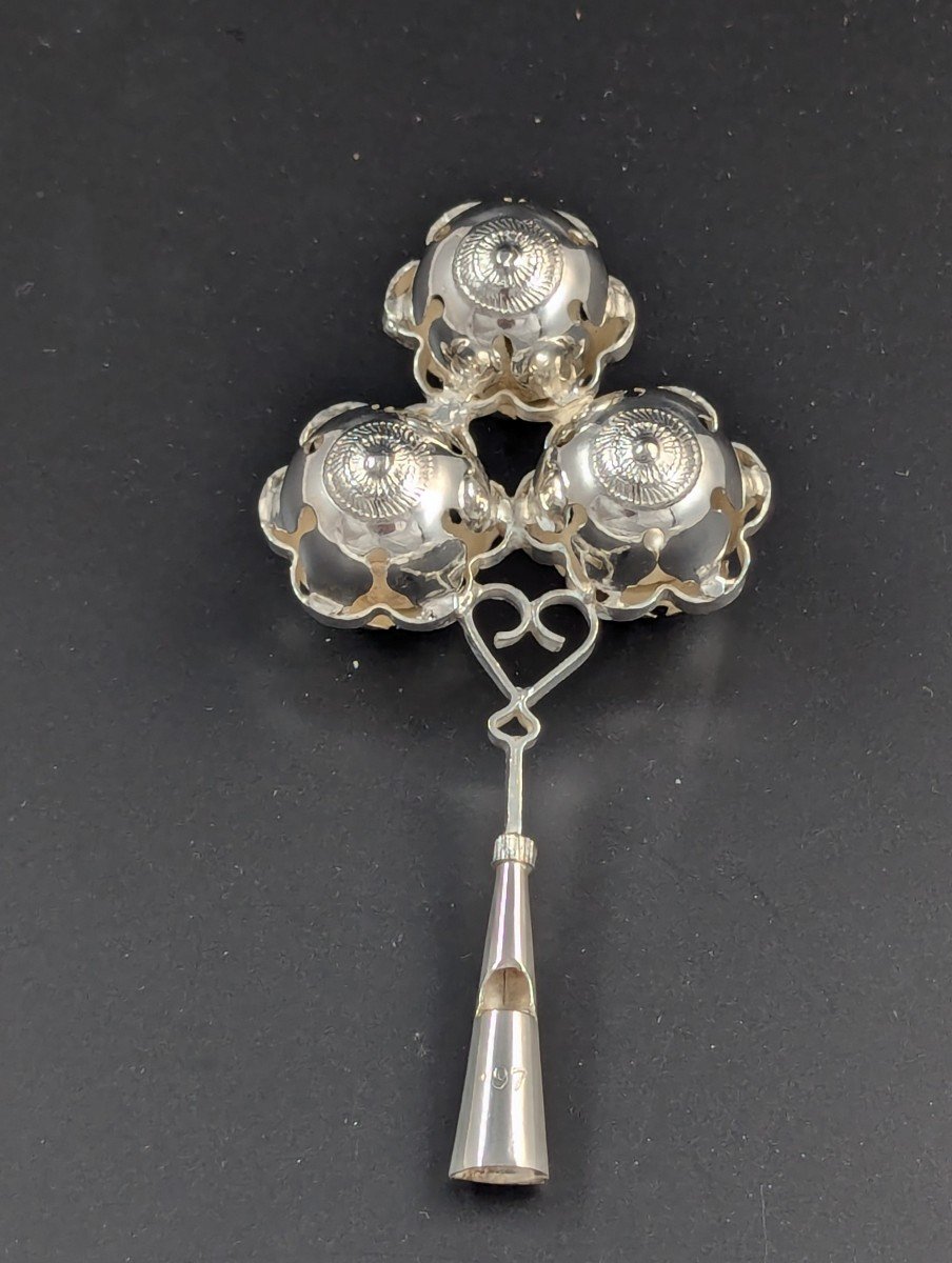 Victorian Silver Rattle With Whistle