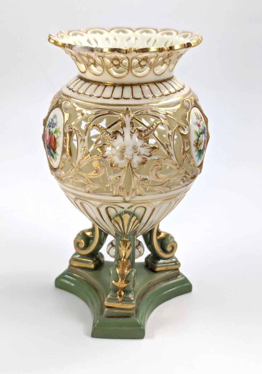 Antique Porcelain Vase On A Stem By G. Grainger, Worcester, C. 1850-photo-2