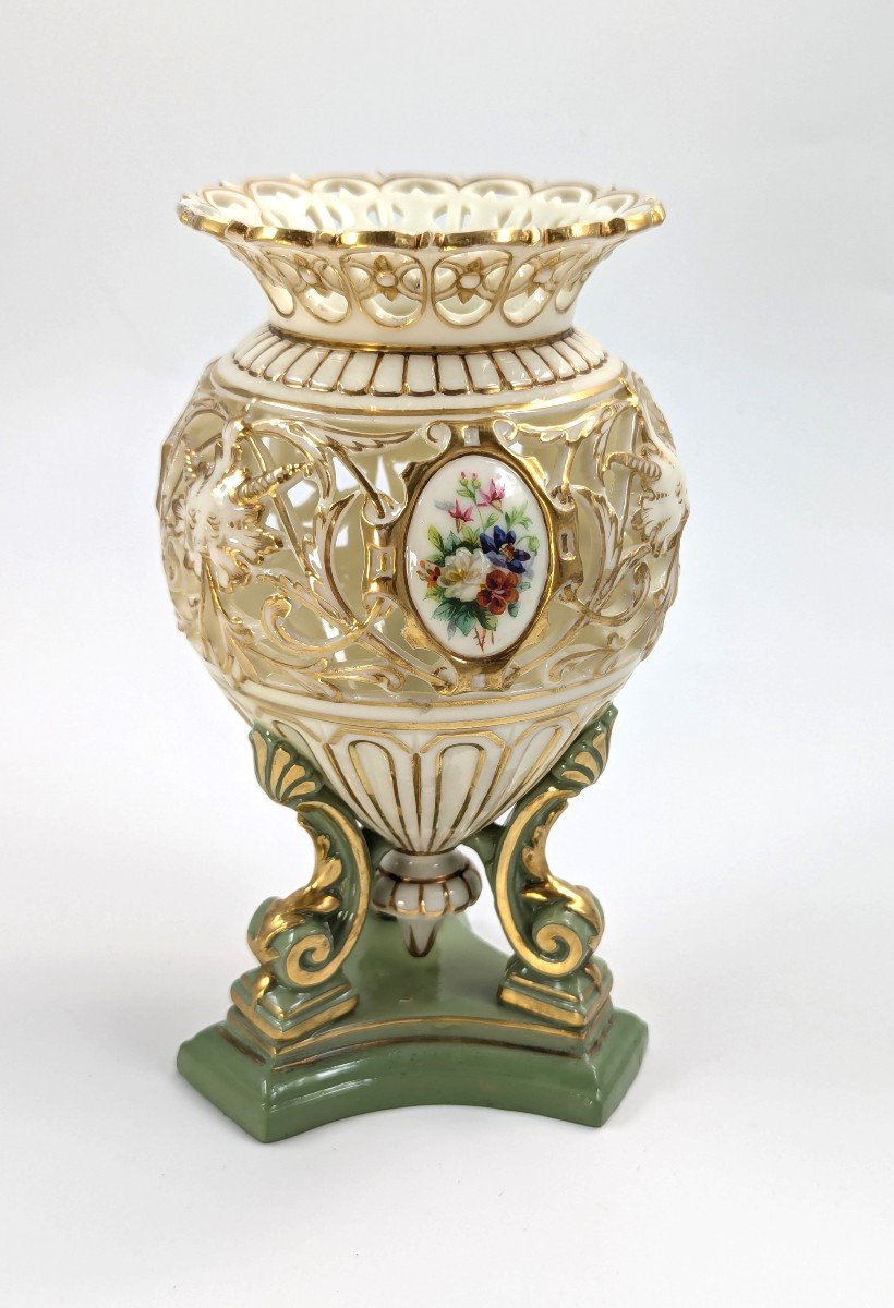 Antique Porcelain Vase On A Stem By G. Grainger, Worcester, C. 1850-photo-3