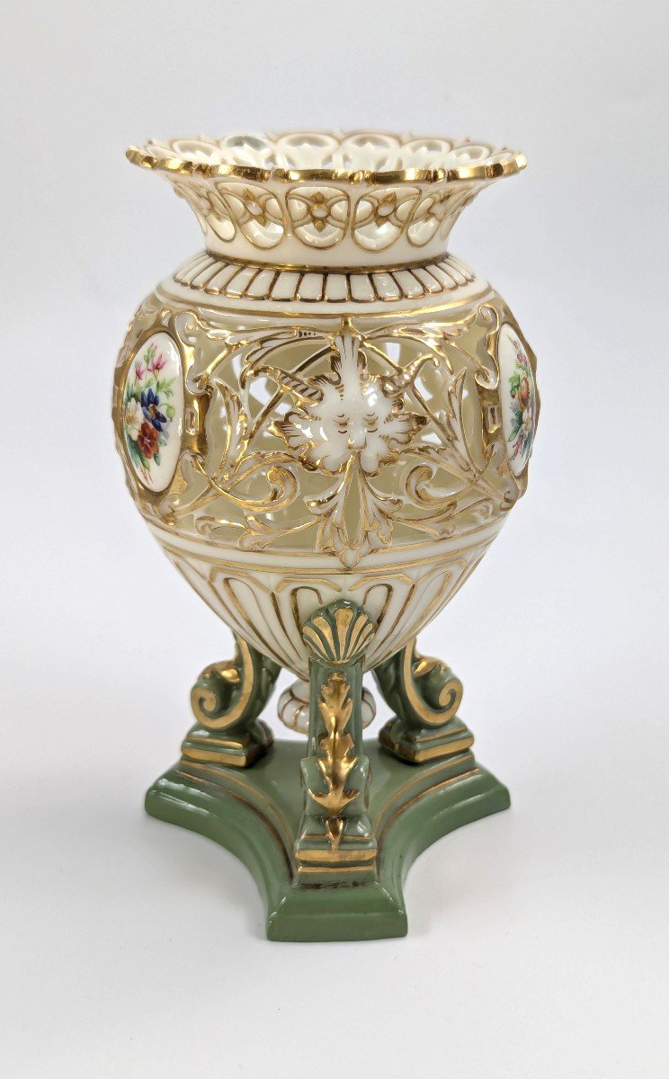 Antique Porcelain Vase On A Stem By G. Grainger, Worcester, C. 1850-photo-4