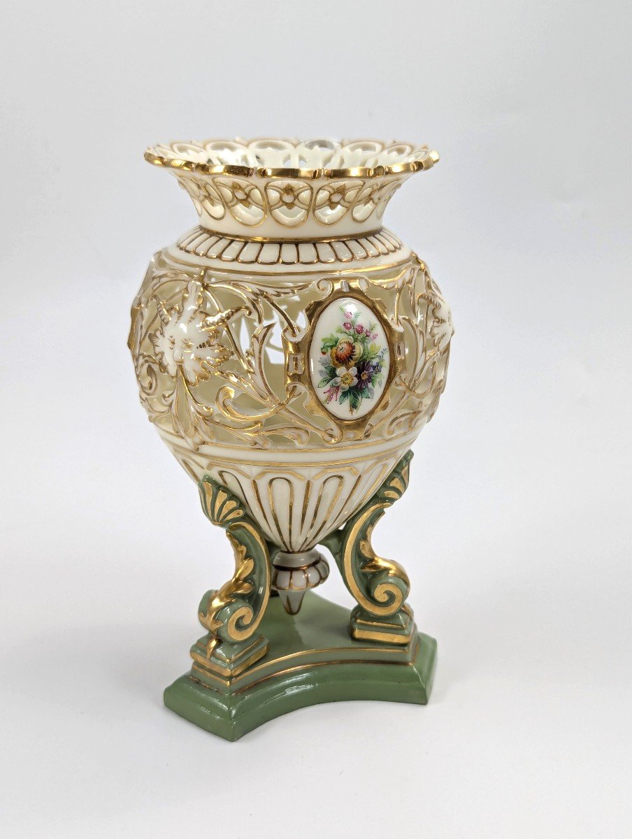 Antique Porcelain Vase On A Stem By G. Grainger, Worcester, C. 1850-photo-1