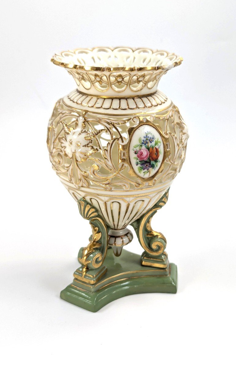 Antique Porcelain Vase On A Stem By G. Grainger, Worcester, C. 1850-photo-3