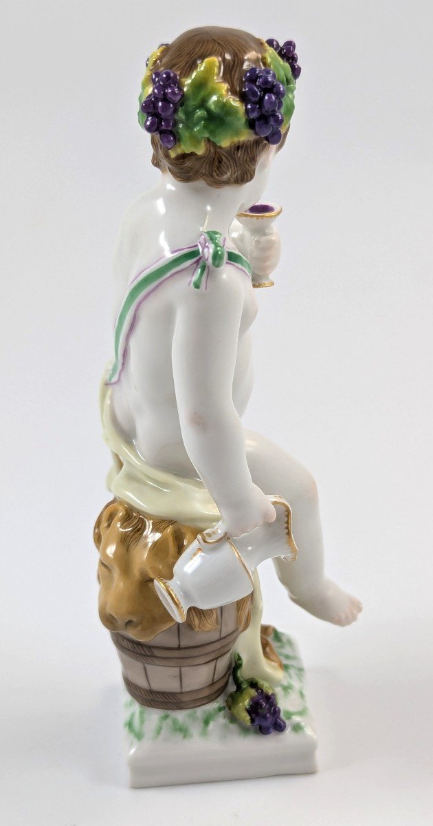 Figurine Ancienne En Porcelaine De Bacchus Putto, Kpm, Allemagne, с. 1850-photo-4