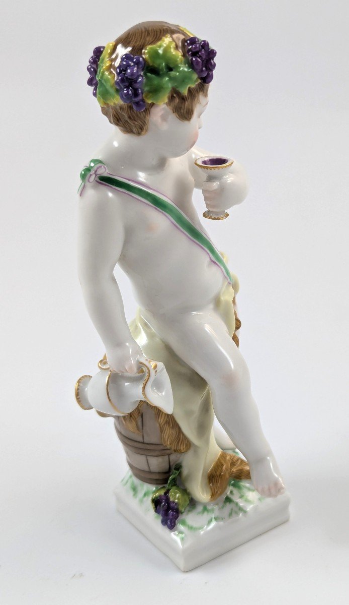 Figurine Ancienne En Porcelaine De Bacchus Putto, Kpm, Allemagne, с. 1850-photo-1