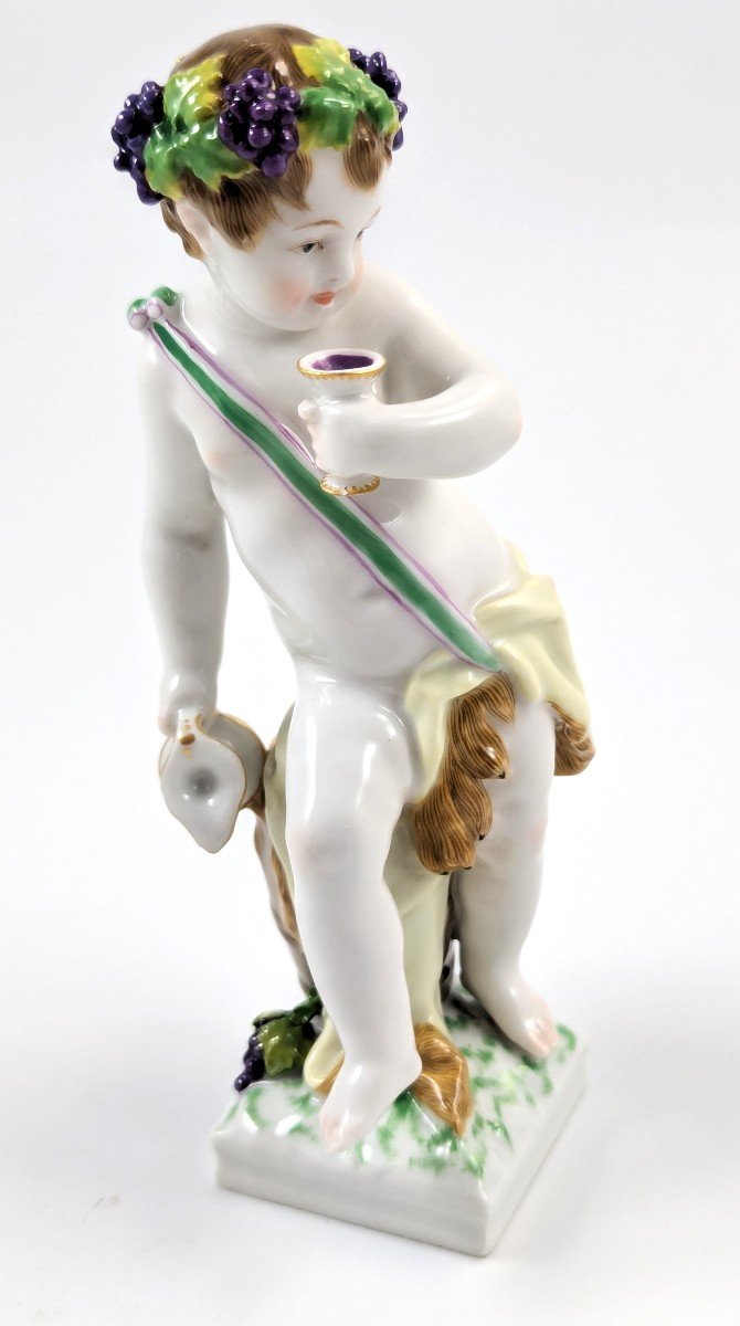 Figurine Ancienne En Porcelaine De Bacchus Putto, Kpm, Allemagne, с. 1850-photo-2