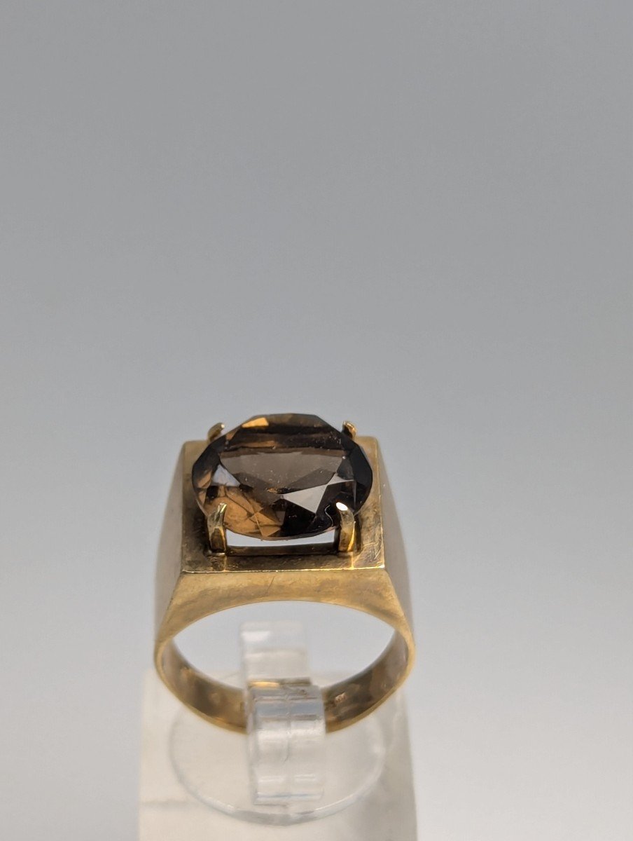 Stylish Vintage 9ct Gold Ring With Smoky Quartz, 6g-photo-4