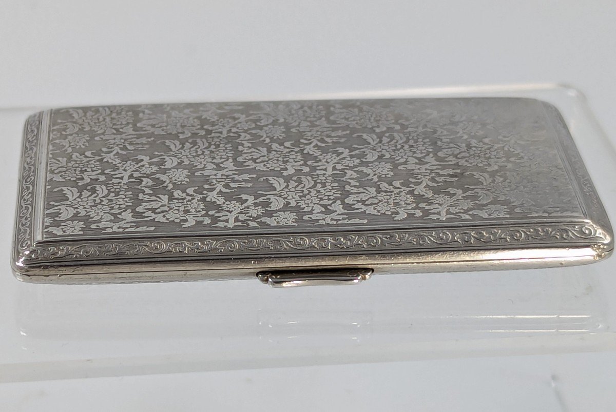 Elegant Sterling Silver Cigarette Case With Floral Design-photo-4