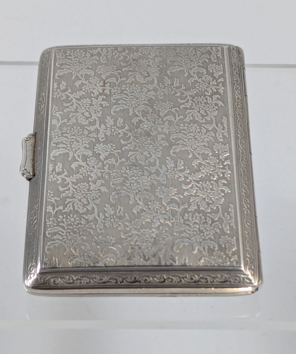 Elegant Sterling Silver Cigarette Case With Floral Design-photo-7