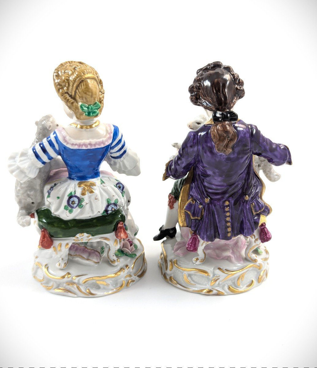 Ancienne Paire De Figurines En Porcelaine De La Manufacture Sitzendorf, Allemagne, Vers 1918-photo-3