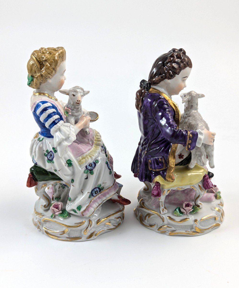 Ancienne Paire De Figurines En Porcelaine De La Manufacture Sitzendorf, Allemagne, Vers 1918-photo-4