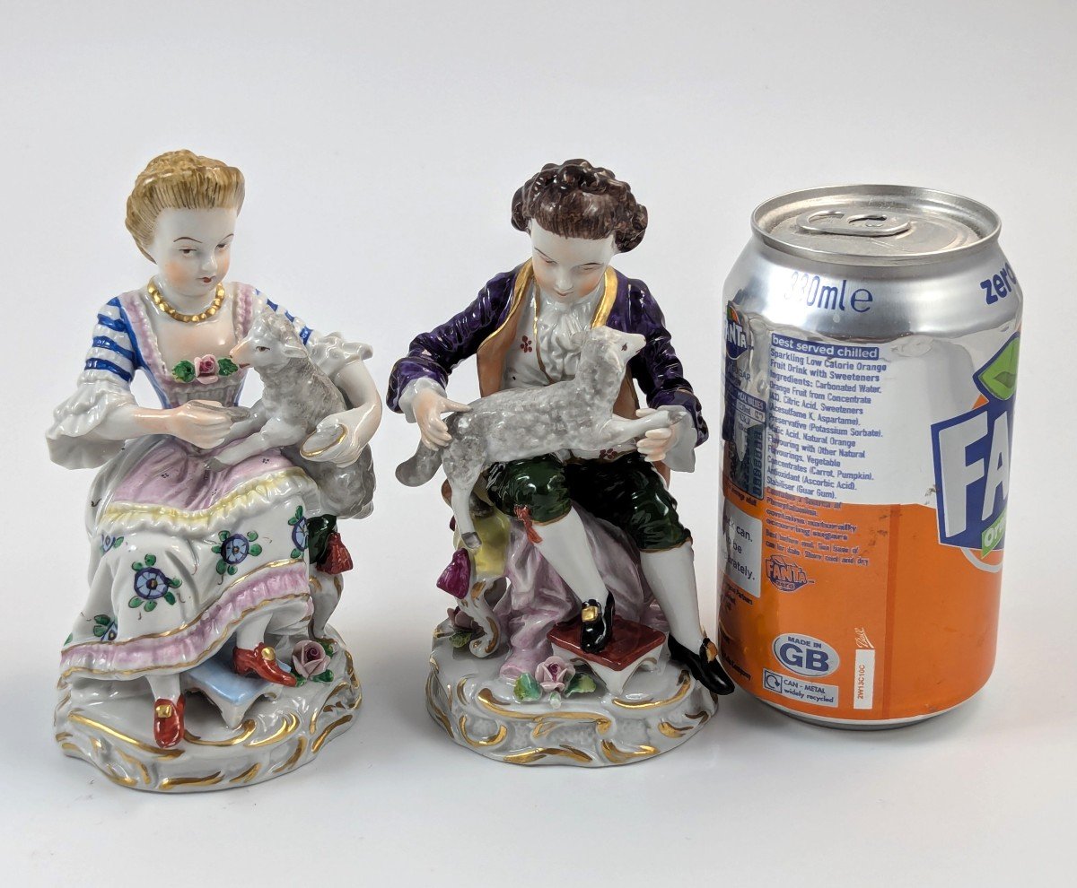 Ancienne Paire De Figurines En Porcelaine De La Manufacture Sitzendorf, Allemagne, Vers 1918-photo-3