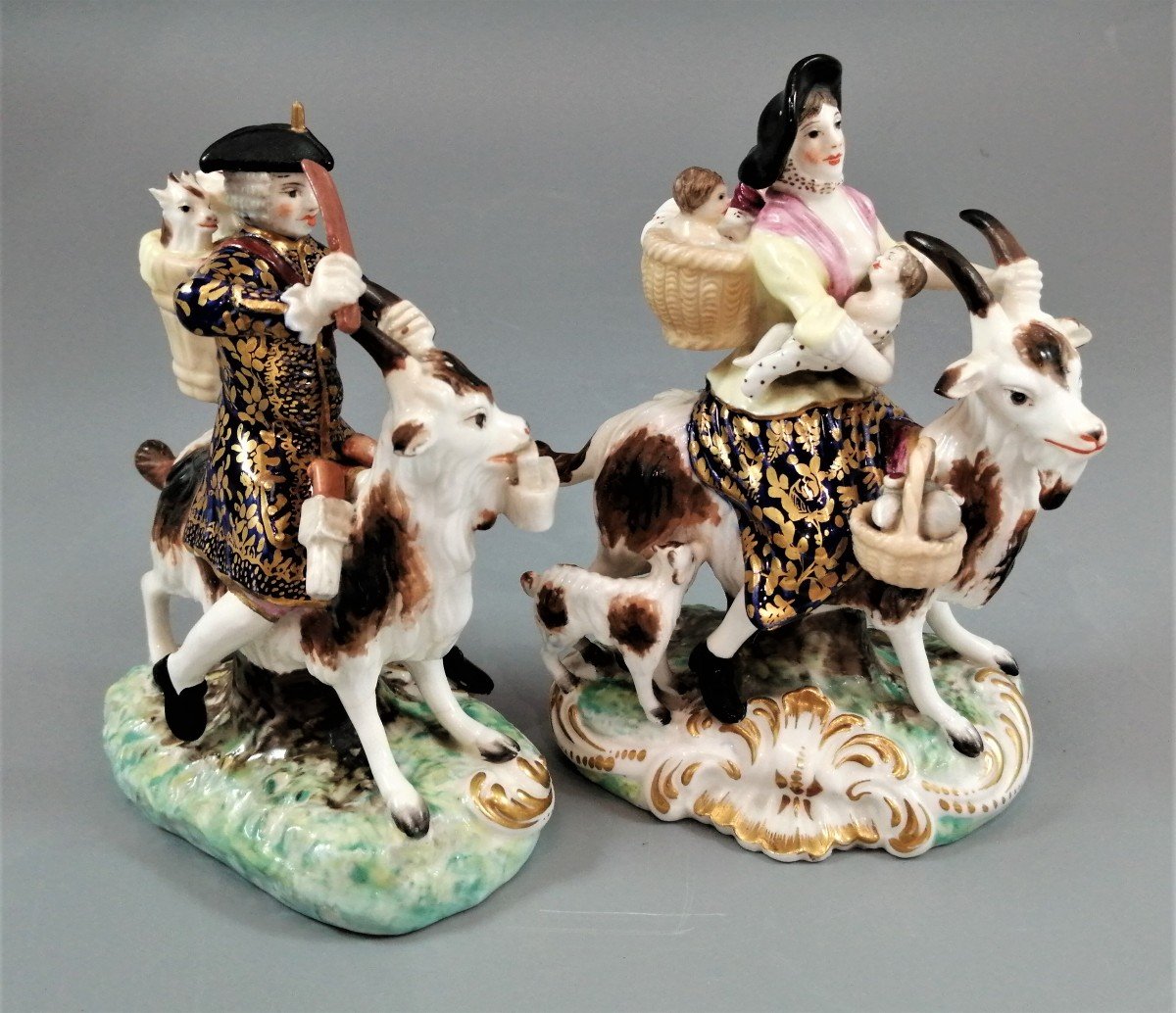 Derby Figurines Of The Welch Tailor And His Wife, C.1870.-photo-4