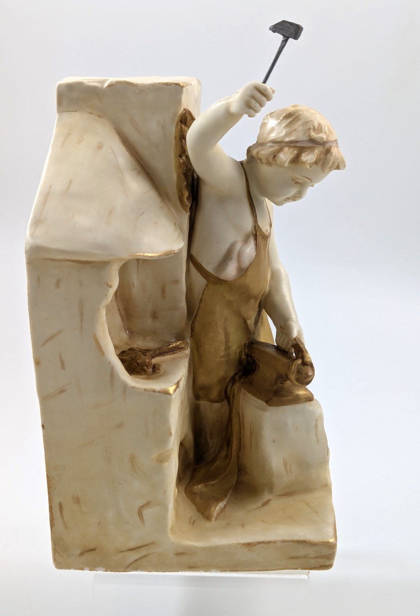 Rare Et Ancienne Figurine De Cupidon En Porcelaine De Wahliss, Teplitz-turn, Autriche-photo-2