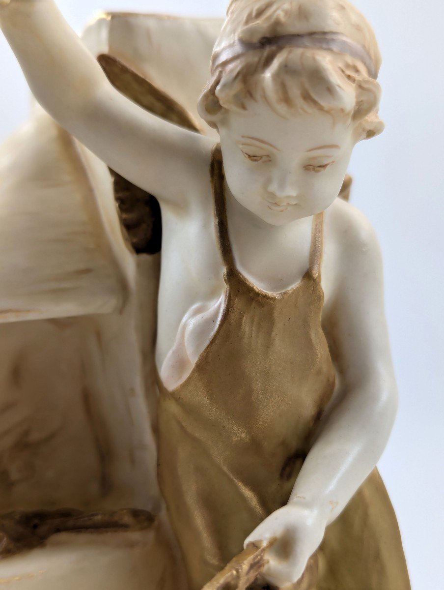 Antique Rare Porcelain Figurine Of Cupid By Wahliss, Teplitz-turn, Austria-photo-3