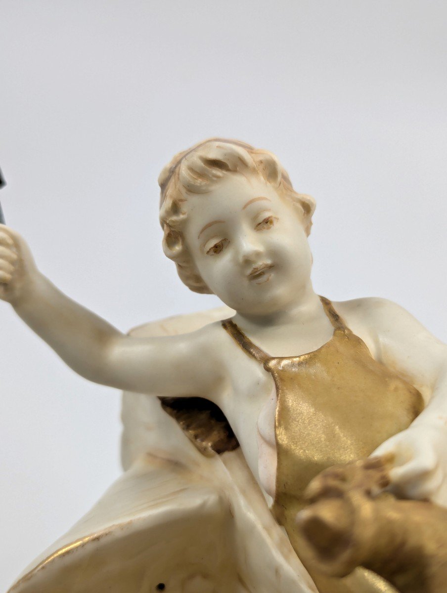 Antique Rare Porcelain Figurine Of Cupid By Wahliss, Teplitz-turn, Austria-photo-5