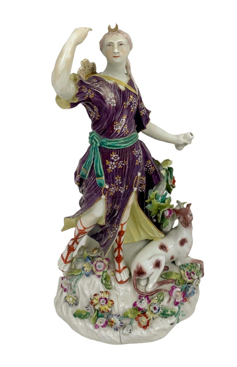 Figurine De Diana En Porcelaine Tendre De Derby, Période Patch, William Dusbury & Co, Ca.