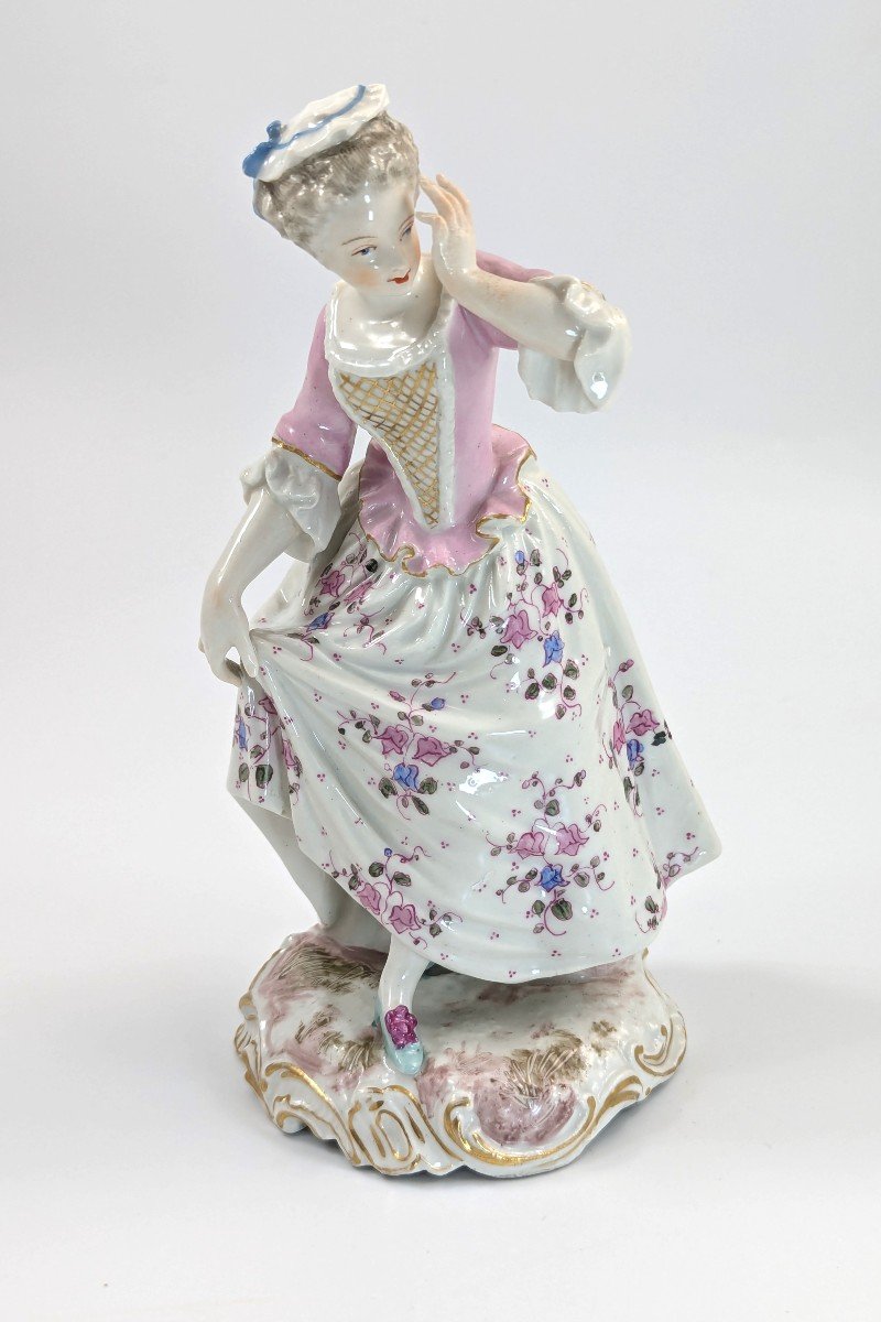 Antique Porcelain Figurine Of Young Woman, Samson, France, C. 1860.