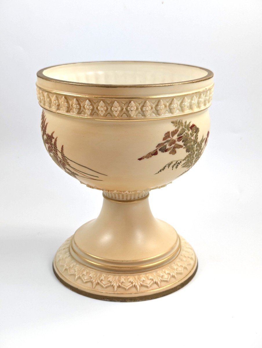 Vase (cache-pot) En Porcelaine Ivoire Fardée De Royal Worcester, Vers 1878-photo-2