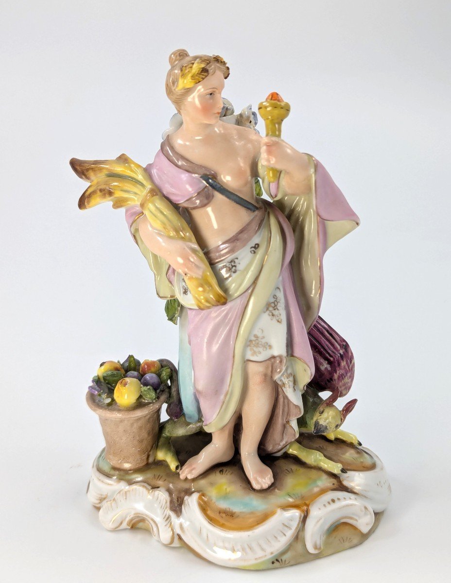 Antique Porcelain Allegorical Figurine By Volkstedt, Germany, с. 19th-photo-2