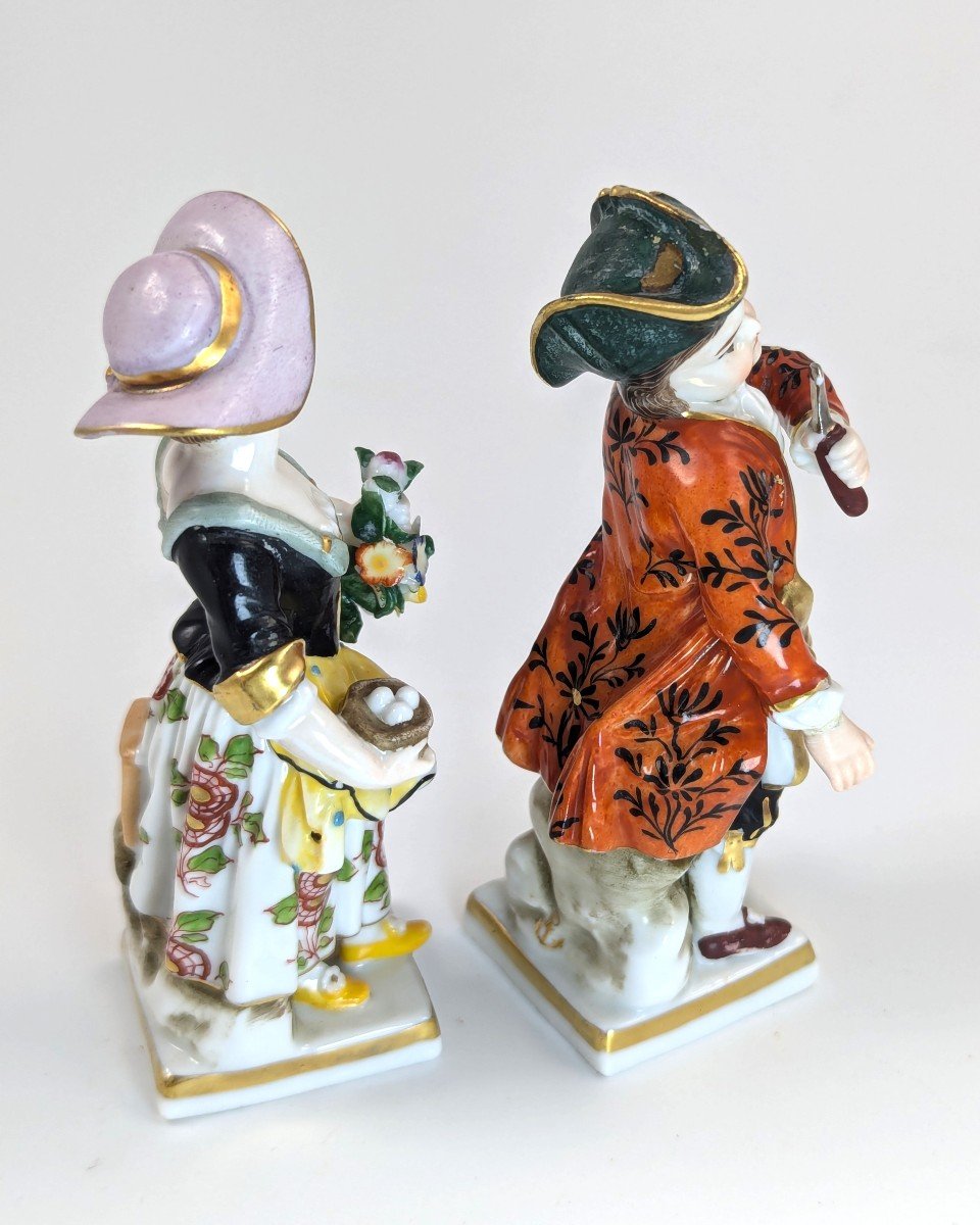 Antique Porcelain Figurines Of Farmer And Gardener, In Chelsea Style,  19th -photo-4