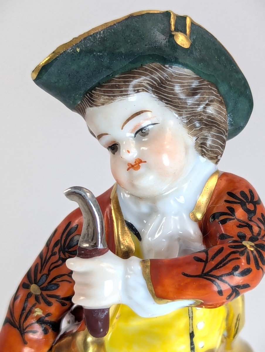 Antique Porcelain Figurines Of Farmer And Gardener, In Chelsea Style,  19th -photo-7