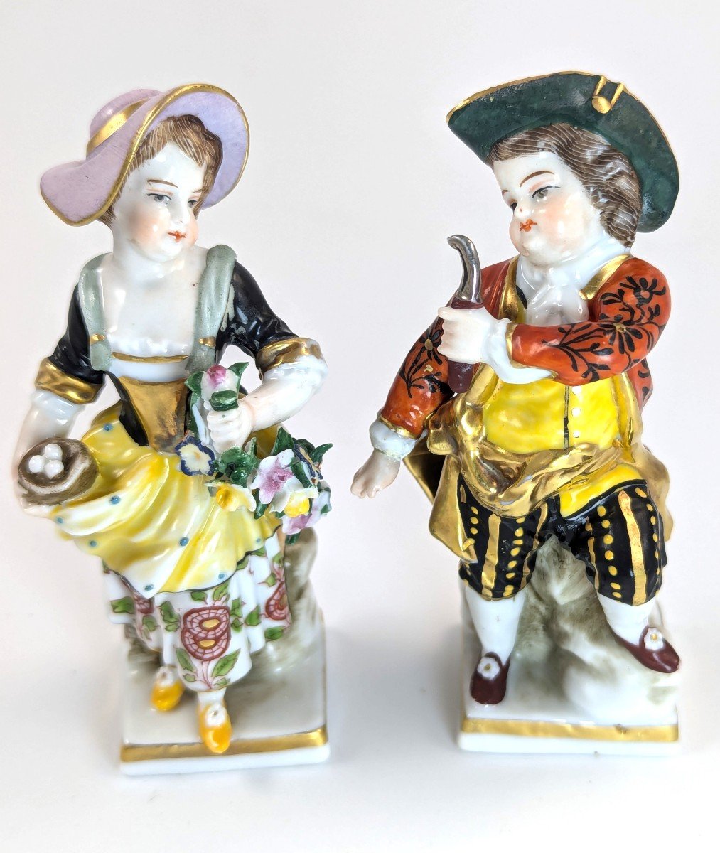 Figurines Anciennes De Fermier Et De Jardinier En Porcelaine, Dans Le Style De Chelsea, 19e Siè